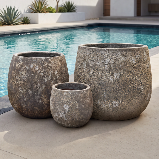 Volos Beige Angkor Glazed Ceramic Pots