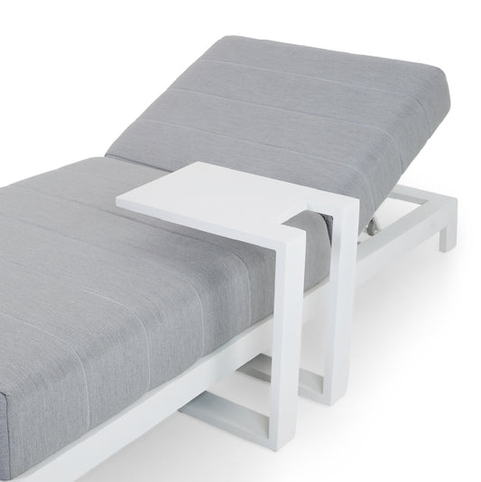 Gray Aluminum Lounger & C-Table Set