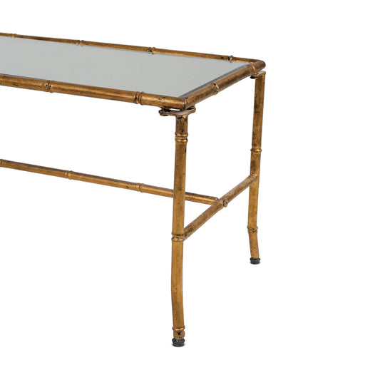 Gold Antique Bamboo-Style Metal Console Table