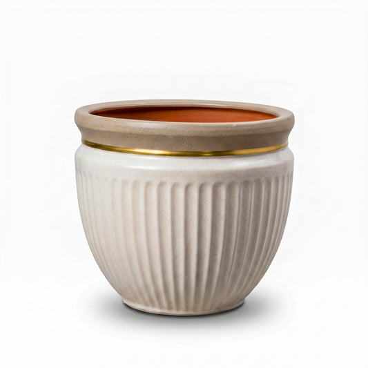 Gold Cream Ceramic Pot & Planter