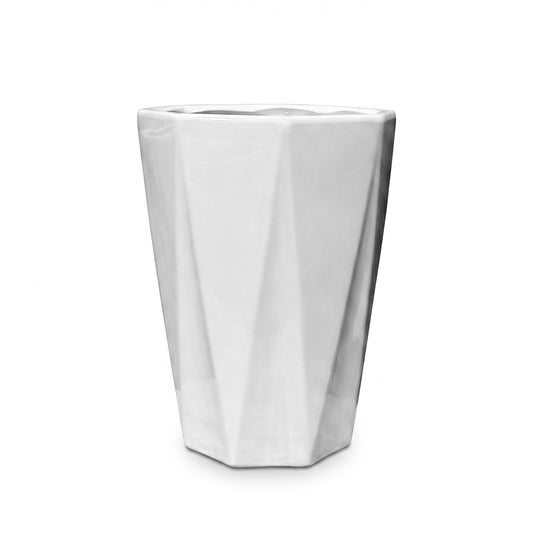 White Polygon Ceramic Pots