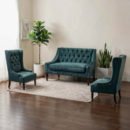 Classic Emerald Velvet Lounge Set
