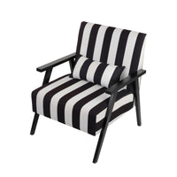 Black & White Stripe Wooden Armchair Set