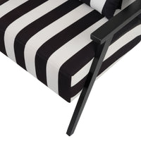 Black & White Stripe Wooden Armchair Set