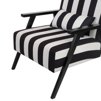 Black & White Stripe Wooden Armchair Set