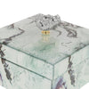 15.24 X 15.24 X 12.7cm  WHITE MARBLED JEWELRY CASE, SMALL