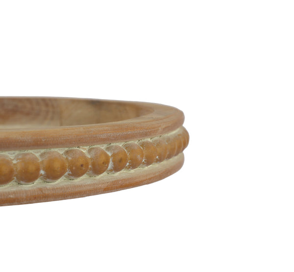 Beige wooden serving tray with tow layers