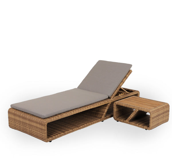 brown Sun Lounger with table