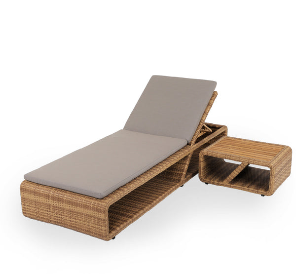 brown Sun Lounger with table