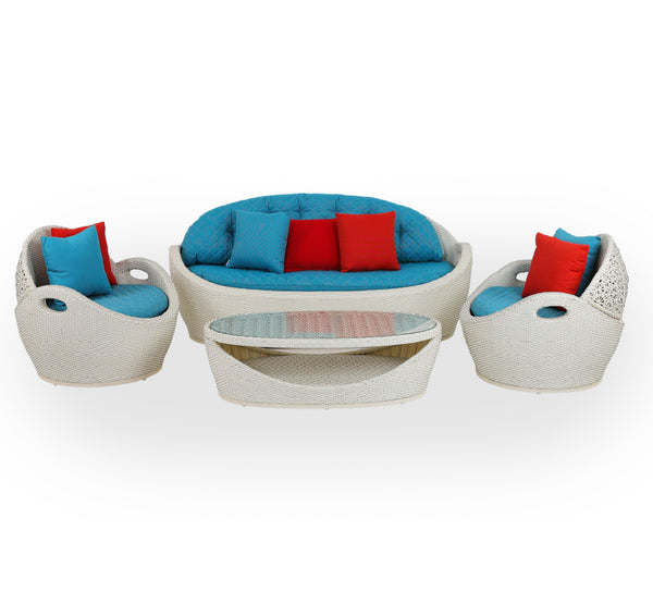 Sofa set in blue and beige color