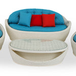 Sofa set in blue and beige color