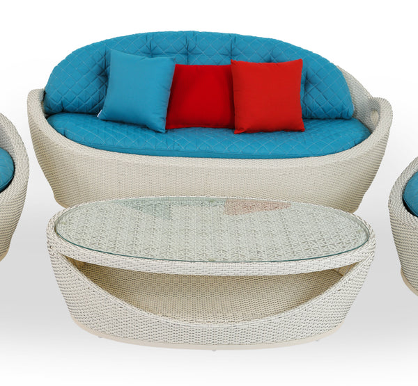 Sofa set in blue and beige color