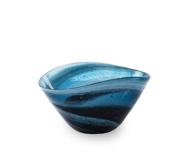 30 X 22 X 16cm  blue and silver  dish Glass Bowl