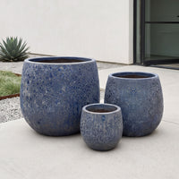 Volos Blue Angkor Glazed Ceramic Pots