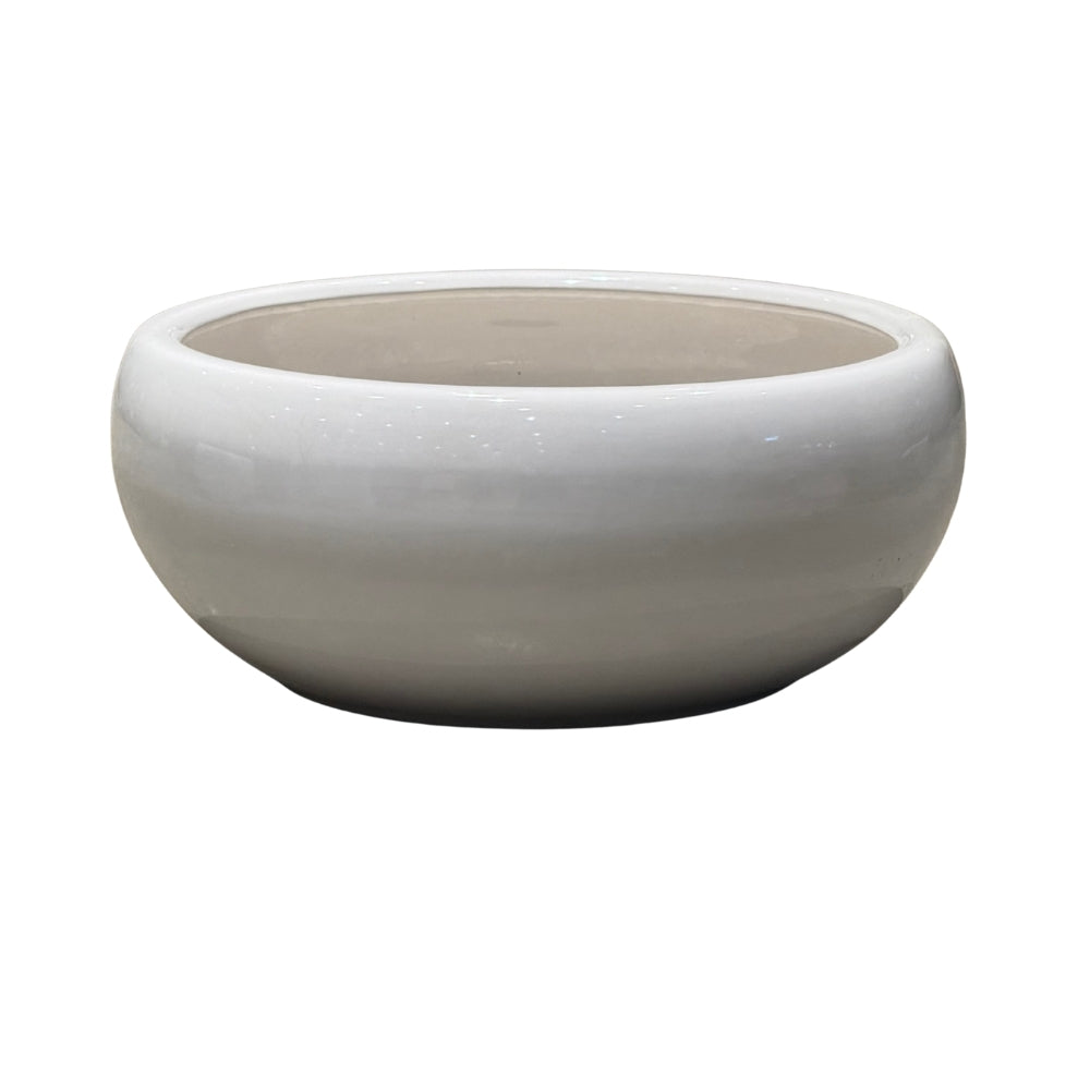 Round White Ceramic Pot