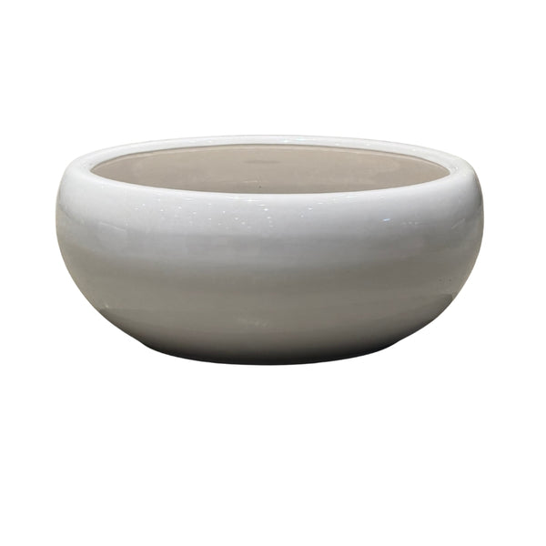 Round White Ceramic Pot
