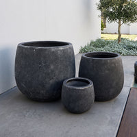 Volos Charcoal Angkor Glazed Ceramic Pots