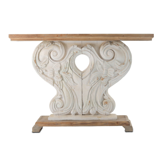 Classic Vintage Natural and White Console Table