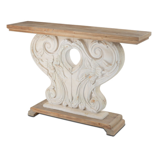 Classic Vintage Natural and White Console Table