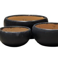 Jet-black Round Ceramic Pots