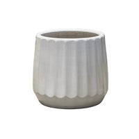 Ribbed Pattern White Ceramic Planters