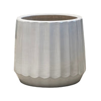 Ribbed Pattern White Ceramic Planters