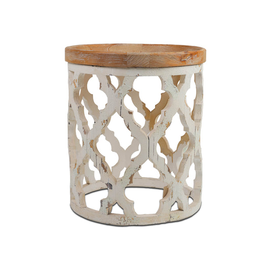 Hand-Carved Wooden Side Table