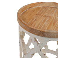 Hand-Carved Wooden Side Table
