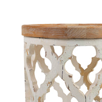 Hand-Carved Wooden Side Table
