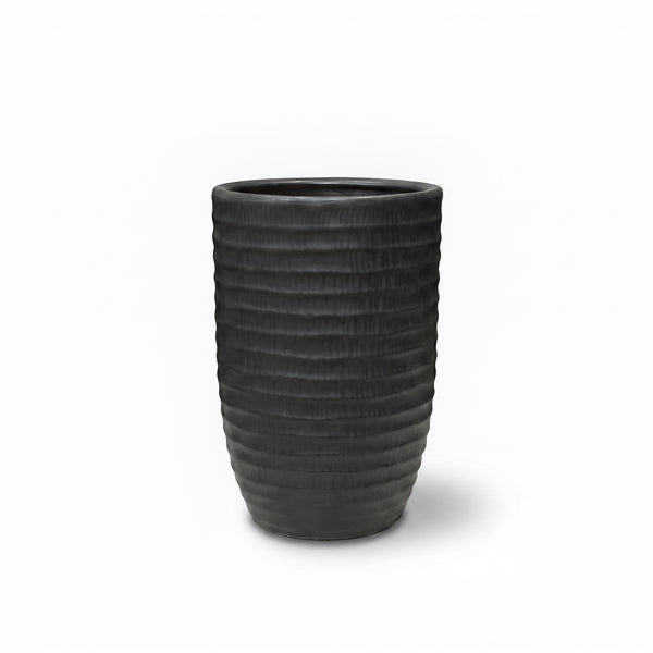 Jet-black Cylindrical Ceramic Pots