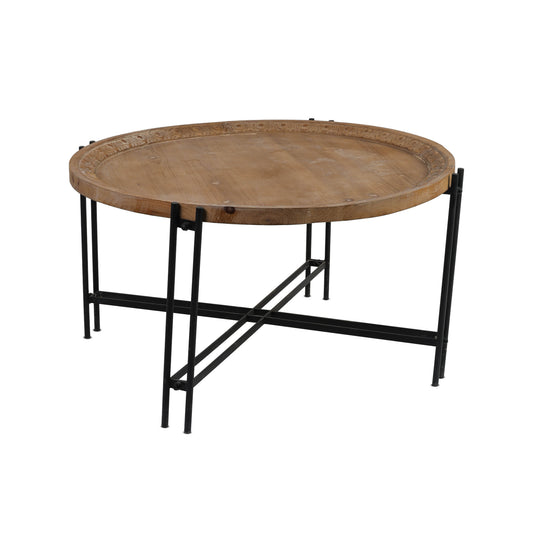 Rustic Wooden Tray-Top Coffee Table