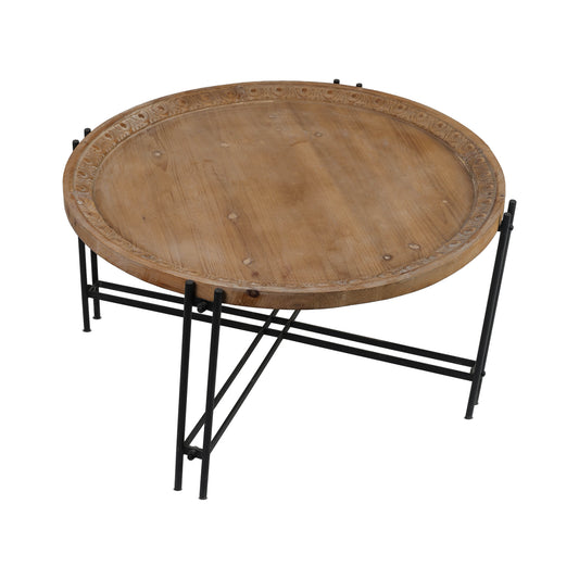 Rustic Wooden Tray-Top Coffee Table