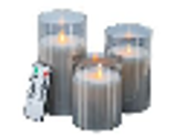 7.6 X 7.6 X 15.2cm  -3 Real Flame-Effect LED Wax Candles Light  With Remote Timer,Smoke L:D3X6 M:D3X5 S:D3X4