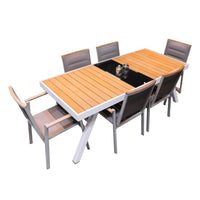 Teakwood Finished Aluminum Dining Set