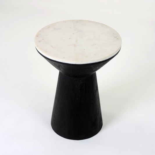 Modern Black Wooden Marble Table (Plant Stand)