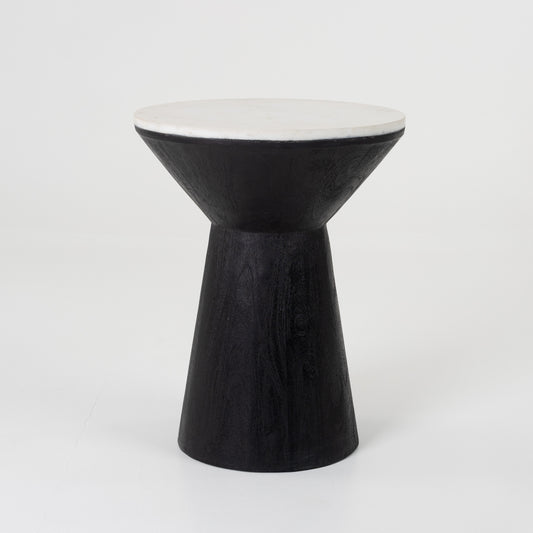 Modern Black Wooden Marble Table (Plant Stand)