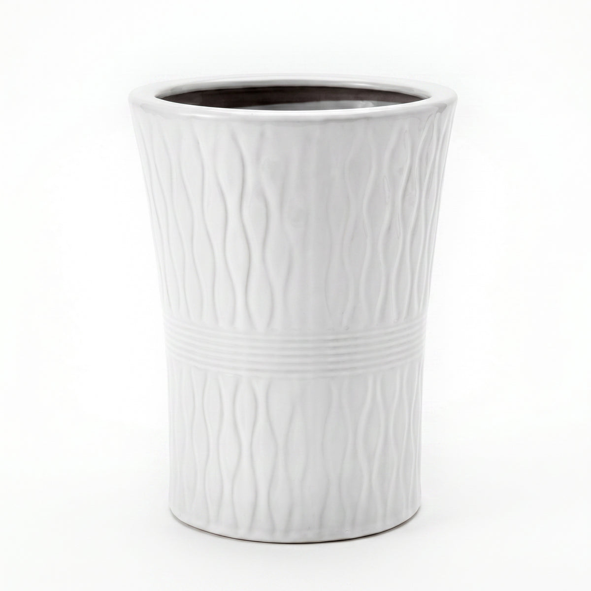 White Cylindrical Ceramic Pots