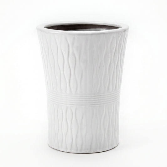 White Cylindrical Ceramic Pots