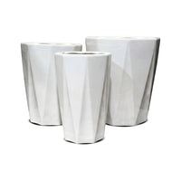 White Polygon Ceramic Pots