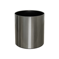 Classic Cylindrical Satin Silver Planter With Wheel