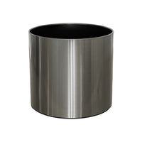 Classic Cylindrical Satin Silver Planter With Wheel