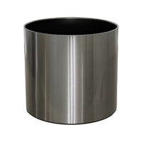 Classic Cylindrical Satin Silver Planter With Wheel