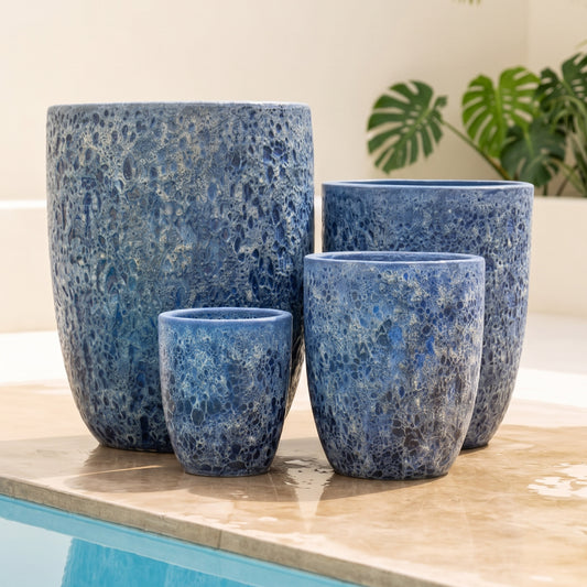 Blue Angkor Glazed Ceramic Pots